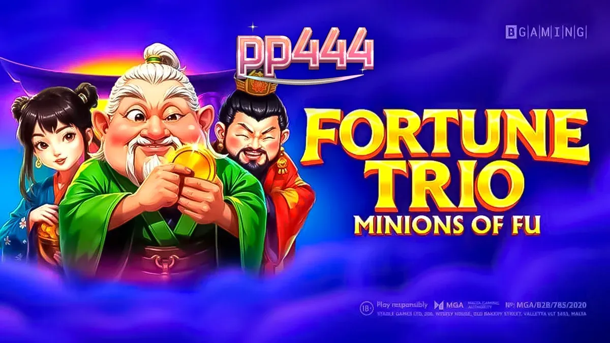 Tampilan visual slot Fortune Trio: Minions of Fu dengan karakter ikonik dan simbol Asia.